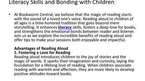 The Benefits of Reading Aloud - Enhancing Literacy Skills and Bonding with Children