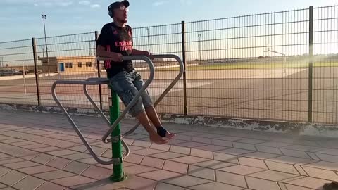 Warm up rope and some exercises in the beach