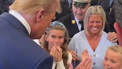 NYC Boy looks up a Trump and says, “President Trump, make America great again!”