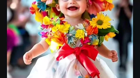 Adorable baby flower outfit runway