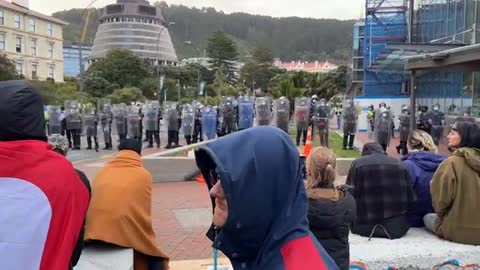 Wellington Protest 2/3/2022: Anti-Mandate Protestors interacting with New Zealand Police.