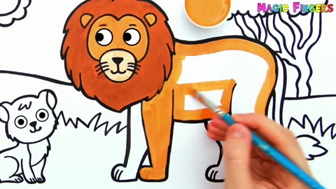 Lion Drawing, Painting and Coloring for Kids & Toddlers