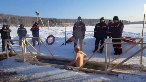 Epiphany dip in Winter below minus 30 Celsius degree -- Russia Life - Novosibirsk