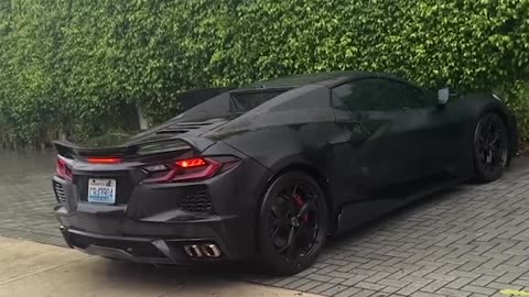 Corvette Drives Through Floodwater in Miami