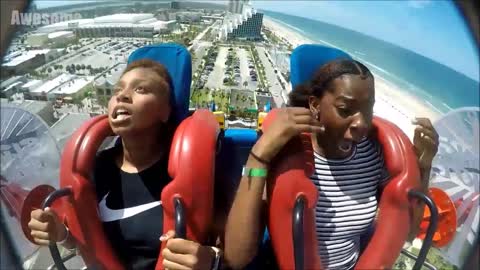 Girl passes out | Sling shot ride | Roller coaster