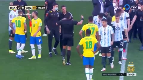 Brazilian health authorities have stormed onto the pitch and stopped the Brazil vs. Argentina