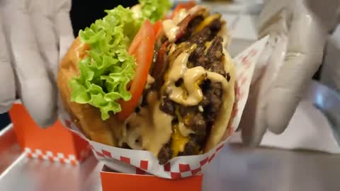 American-style bacon-triple-cheese burger Korea