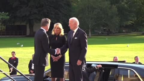 President arrive for state reception at Buckingham palace held by King Charles III