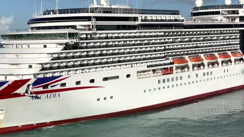 P&O Arcadia arriving at Bridgetown, Barbados