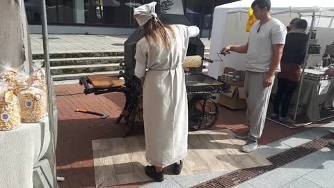 Traditional Lithuanian Tree Cake Street Food