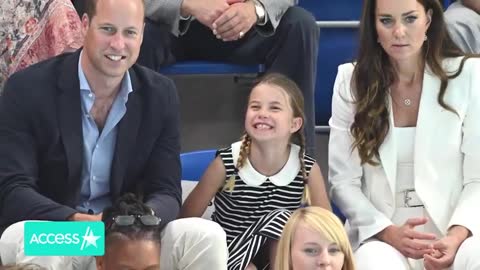 Princess Charlotte's Cute Faces w Kate Middleton & Prince William At Commonwealth Games