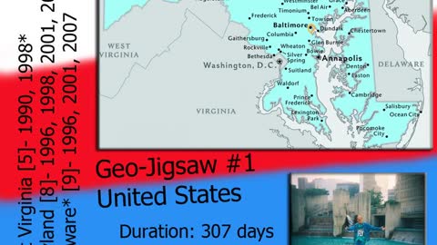 Geo-Jigsaw: #1 U.S. (8, 5, 9) Maryland, West Virginia, Delaware