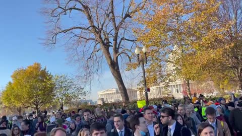 Pro-Life rally Singing the National Anthem outside the Supreme Court this morning