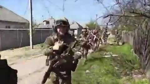 Chechen special forces are liberating the village from Nazis