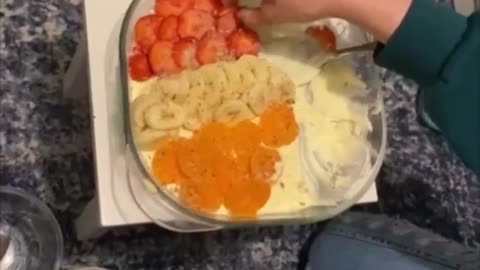 Fresh sweet creamy fruit salad