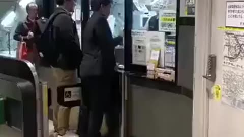 Mad Man Goes Berserk at Japanese Train Station!