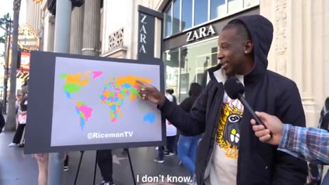 street poll asking people to show Ukraine on a map of the world.