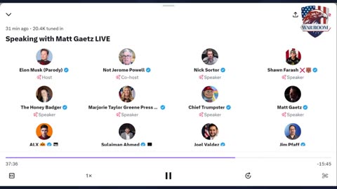 LIVE Matt Gaetz on Twitter Spaces