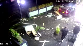 Lucky escape as car crashes into English beer garden