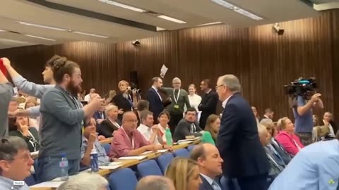 Michael Martin confronted on breaching Ireland's neutrality (UCC September 2023)