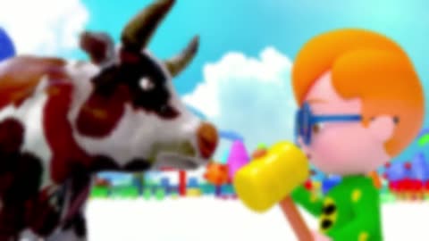 BABY CATCHING WILD COW _ Animals Cartoon for Kids