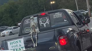 Halloween Decorated Truck Has a Funny Surprise