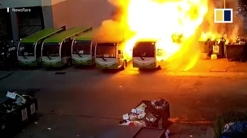 Electric Bus Bursts into Flames