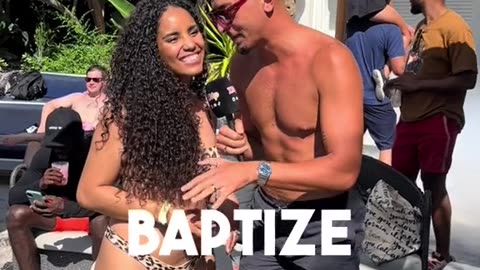 Brazilian girl getting baptized at the hottest pool party in Miami