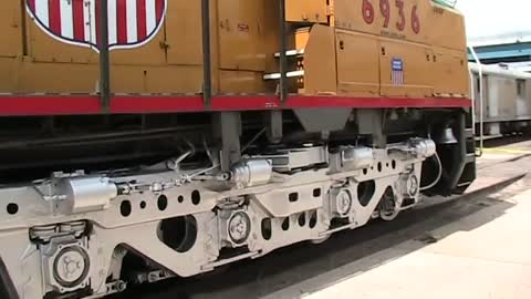 Inside the Worlds largest operating diesel locomotive Union Pacific DD40X 6936 Cheyenne, Wyoming.