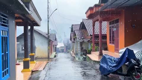 Rain in the village on the hill in Indonesia__travel to the village on the hill