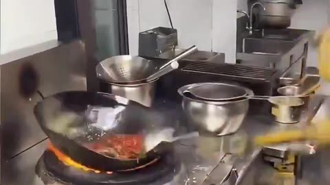 Humanoid robot cooking wok