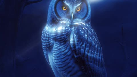 Owls | Full Moon | Dark Night | Mysterious Atmosphere | Digital Art | AI Art