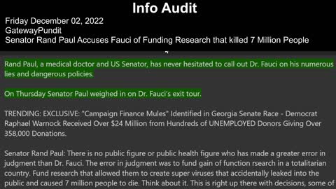 Senator Rand Paul Accuses Fauci of Funding Research that Caused 7 Million People To Die