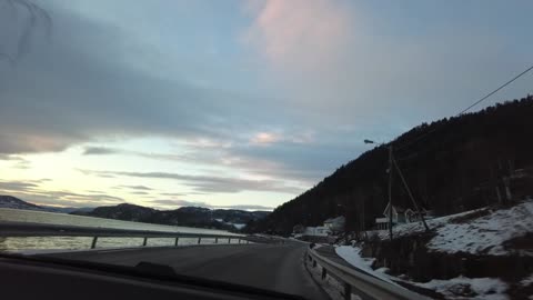 DRIVINGTHROUGH IN WINTER ALONG RIVER #NORWAY #DRAMMEN - NO MUSIC - NO TALKING - 4K NATURE