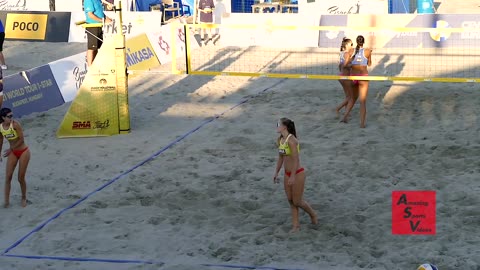 Beach Volleyball Girls Big Fight on the Sand