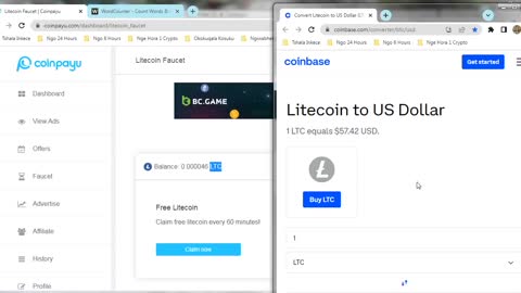 How To Earn Free 14 Litecoin LTC Satoshi Cryptocurrency At Coinpayu Every 60 minutes With Proof