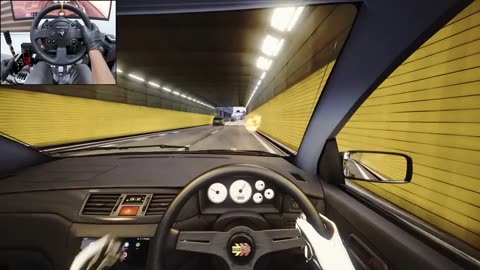 09.Loud Mitsubishi Evo IX cutting through heavy traffic in Japan - Assetto Corsa - Thrustmaster TX