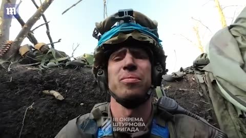 Ukrainian troops hide in trench shooting enemy FPV drones during Russian artillery barrage