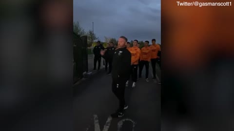 Wayne Rooney gets a round of applause from Derby fans outside the club's..