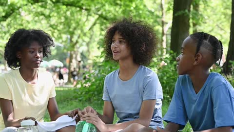 Girls and Boy on Picnic