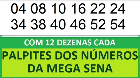 PALPITES DOS NÚMEROS DA MEGA SENA COM 12 DEZENAS qy qz q0 q1 q2 q3 q4 q5 q6 q7 q8 q9