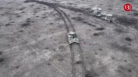 Large Russian convoy of tanks and combat vehicles is ambushed