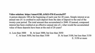 Exam FM exercise for June 25, 2022