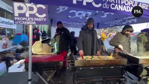 Pancakes Being Served At Freedom Protest In Canada