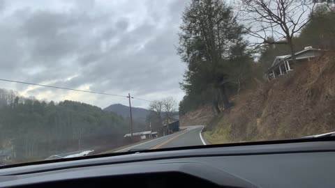 NW NC at The Treehouse Appalachia Dashcam The Great Smokey Mountains on a Smokey winter day