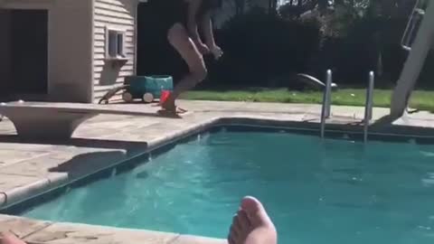 Looped video #fail girl fail dive into pool black swim suit one piece