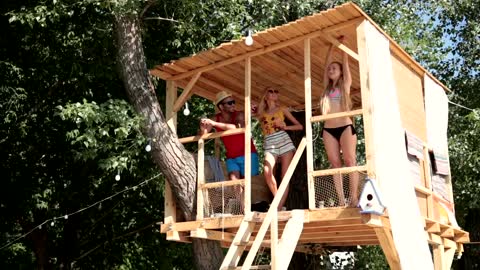 Gathering of companions in a treehouse