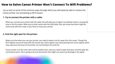 Solution To Solve Canon Printer Won’t Connect To Wifi Error | Call +1-888-272-8868