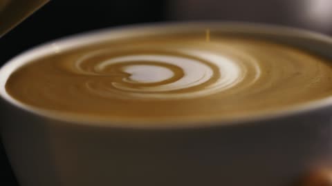 Close up view, serving a sparkling cappuccino