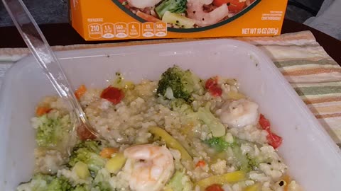 Eating Lean Cuisine Lemon Garlic Shrimp Stir Fry, Dbn, MI, 6/27/24